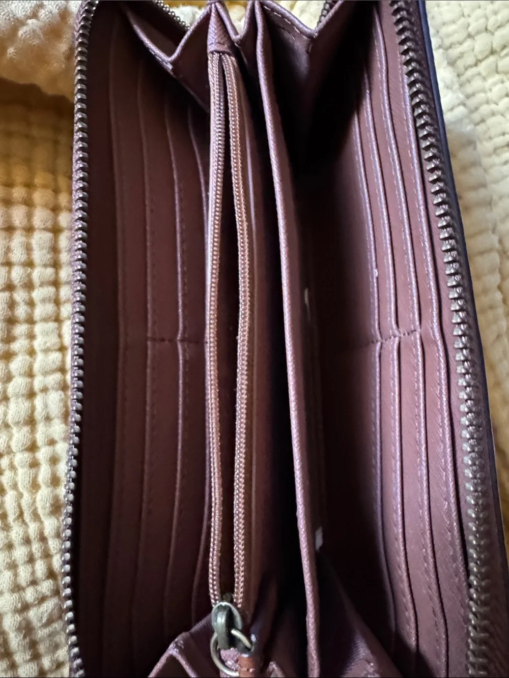 Fossil Brown Leather Zip Wristlet Wallet